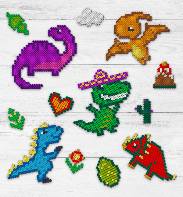 Dinosaur fuse beads, Dinosaur melty beads, Dinosaur fuse bead kits, Dinosaur fuse bead kit, Melty beads T-Rex, DIY Christmas crafts, Colorful Dinosaur beads, Dinosaur craft supplies, Kids melting bead art, Creative bead kit for kids, Non-toxic fuse beads, Dinosaur gift for children, Gifts for Dinosaur lovers, Pegboard Dinosaur designs, Dinosaur gift for Dinosaur lovers, Dinosaur arts and crafts, fuse bead pegboards,