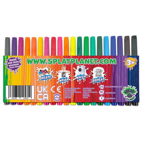 Fabric pens, washable pens, markers, magic markers, multi coloured pens, splat planet, colour in tshirt, colouring markers, sharpies,