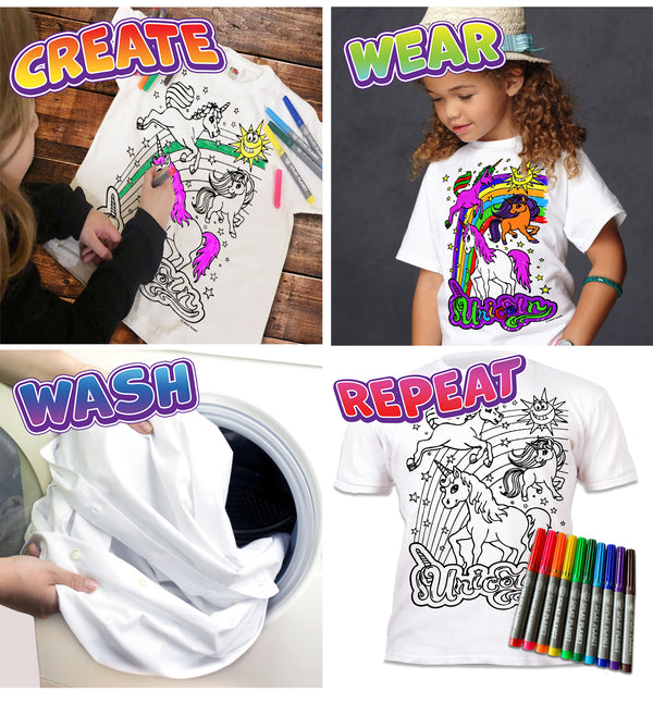 Fabric pens, washable pens, markers, magic markers, multi coloured pens, splat planet, colour in tshirt, colouring markers, sharpies,