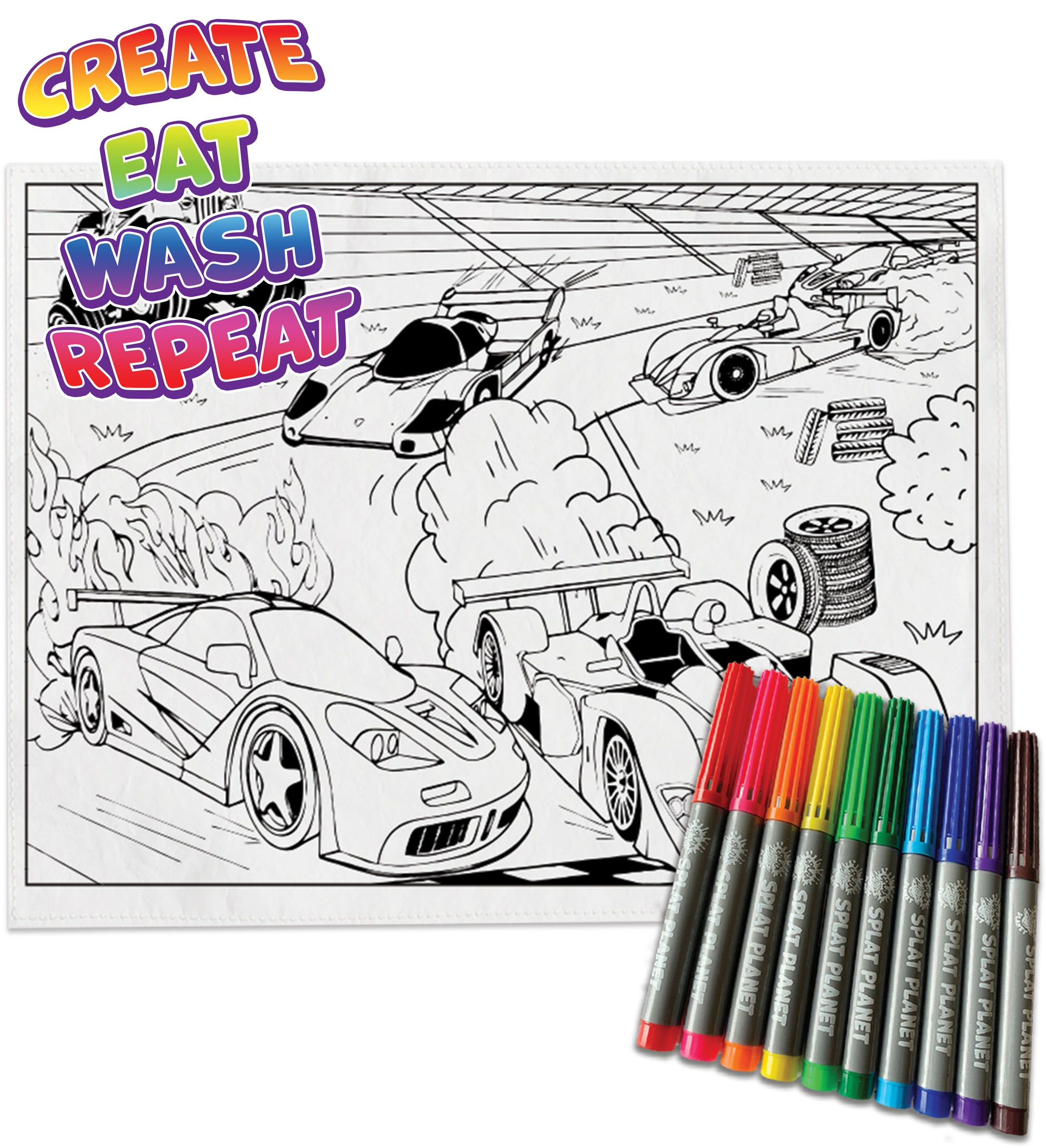 kids, children, chlidrens, colour in t-shirt, eatsleepdoodle, eat sleep doodle, grafix,  splat planet, color in t-shirt, color in t shirt, placemat, place mat, keep kids busy, cars placemat, Ferrari kids, Porsche, kids Range Rover, colour in car, t shirt, rainbow, rainbow colouring, Unicorn colouring, Unicorn coloring, personalise, Magic, kids gift, unique present, magic t-shirt, magic placemat, splat mat, splat planet,