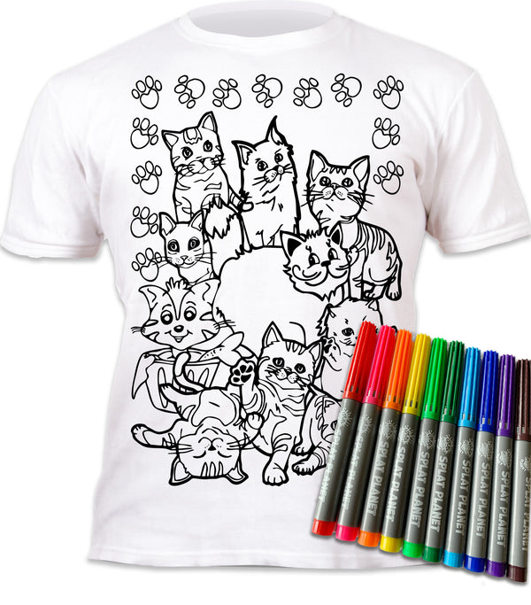 kids, children, eatsleepdoodle, eat sleep doodle, grafix, chlidrens, colour in t-shirt, colour in tshirt, colour in t shirt, color in t-shirt, color in t shirt,  colour in wash out colour in again, magic colouring, fabric pens, splat planet, colouring, colour in, washable pens, magic, toddlers, Kids, magic,  colouring, fabric pens, boys, girls, toddlers, gift, christmas present, unique easter present, easter present, easter gift, kids gift, cats, cats colouring, cats coloring, meow,