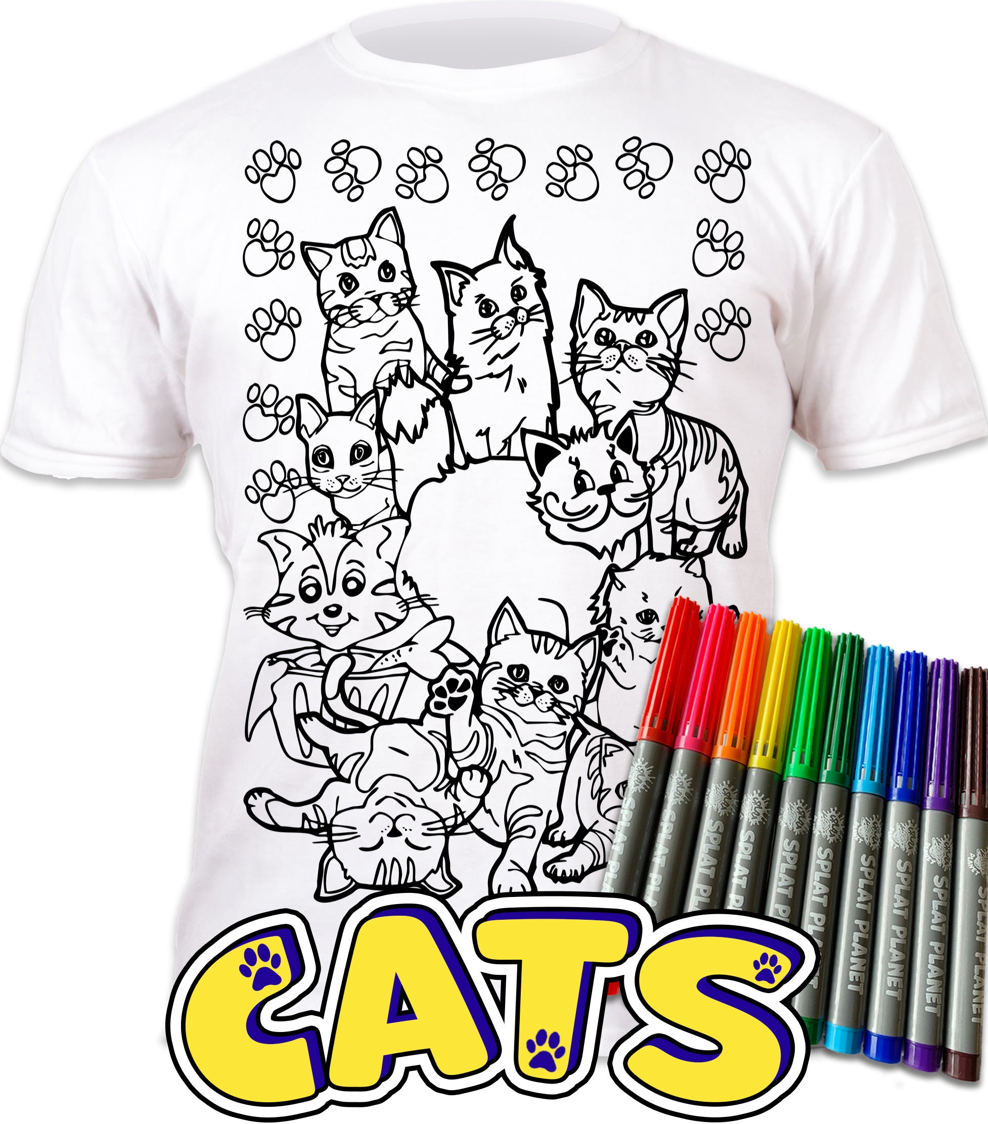 kids, children, eatsleepdoodle, eat sleep doodle, grafix, chlidrens, colour in t-shirt, colour in tshirt, colour in t shirt, color in t-shirt, color in t shirt,  colour in wash out colour in again, magic colouring, fabric pens, splat planet, colouring, colour in, washable pens, magic, toddlers, Kids, magic,  colouring, fabric pens, boys, girls, toddlers, gift, christmas present, unique easter present, easter present, easter gift, kids gift, cats, cats colouring, cats coloring, meow,