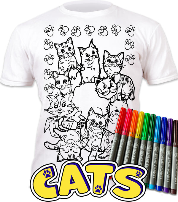 kids, children, eatsleepdoodle, eat sleep doodle, grafix, chlidrens, colour in t-shirt, colour in tshirt, colour in t shirt, color in t-shirt, color in t shirt,  colour in wash out colour in again, magic colouring, fabric pens, splat planet, colouring, colour in, washable pens, magic, toddlers, Kids, magic,  colouring, fabric pens, boys, girls, toddlers, gift, christmas present, unique easter present, easter present, easter gift, kids gift, cats, cats colouring, cats coloring, meow,