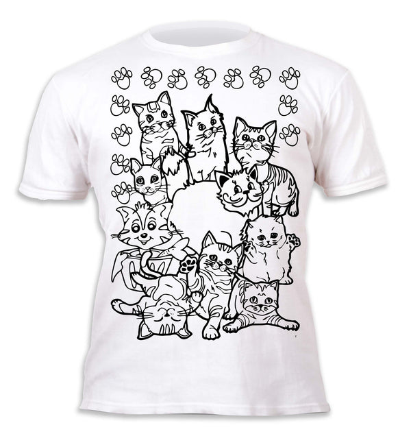 kids, children, chlidrens, colour in t-shirt, art2colour, art 2 colour, splat planet, Butterflies, colouring, colour in, personalise, Magic, Cats, Cat