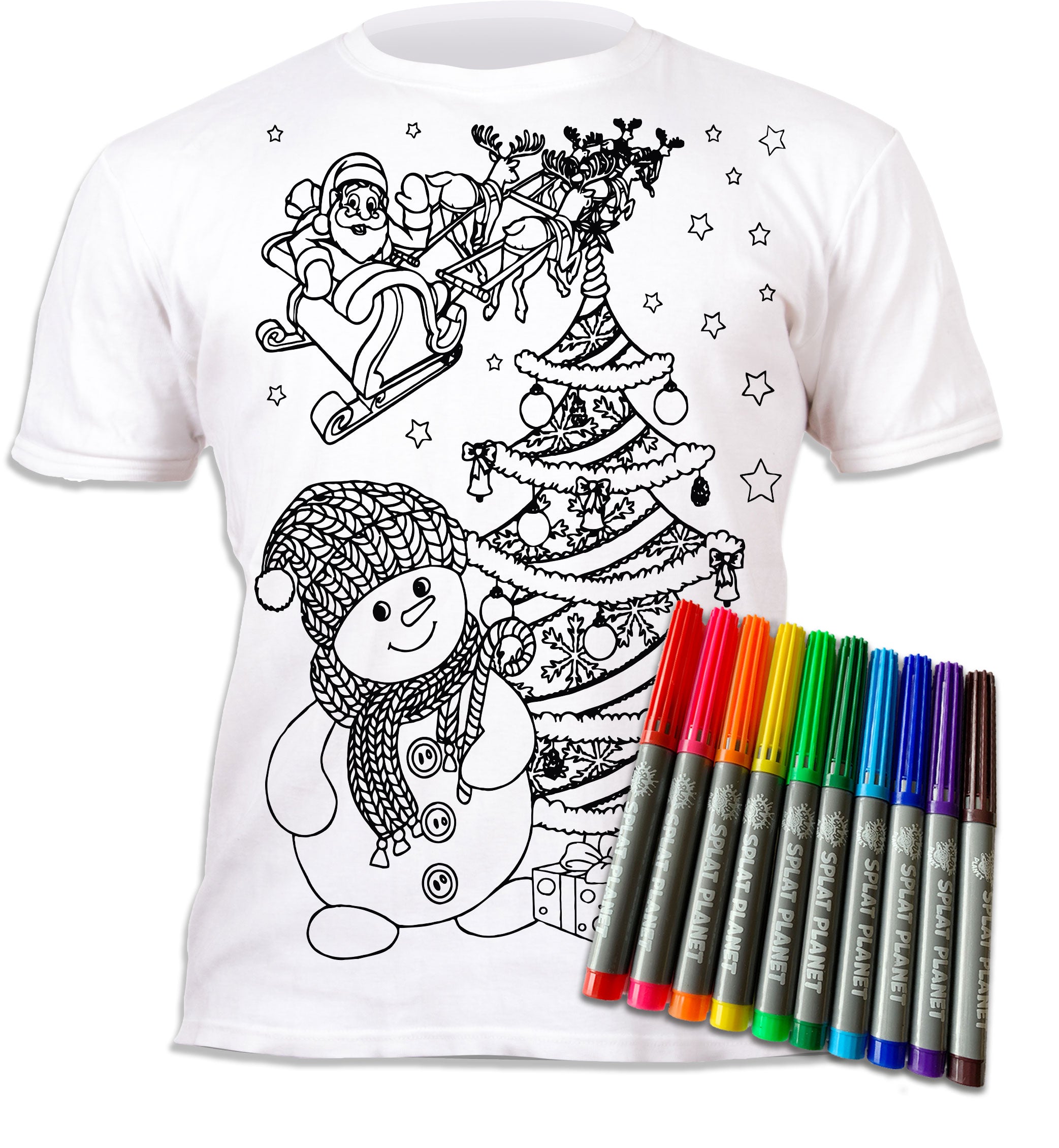 kids, children, chlidrens, eatsleepdoodle, eat sleep doodle, grafix, colour in t-shirt, colour in tshirt, color in t-shirt, color in t shirt, gingerbread, Snowman, Christmas, Santa, Father Christmas, festive colour in, wash out, colour in again, magic colouring, fabric pens, splat planet, colouring, colour in, washable pens, magic, toddlers, Kids, magic,  colouring, fabric pens, boys, girls, gift, christmas present, unique gift,