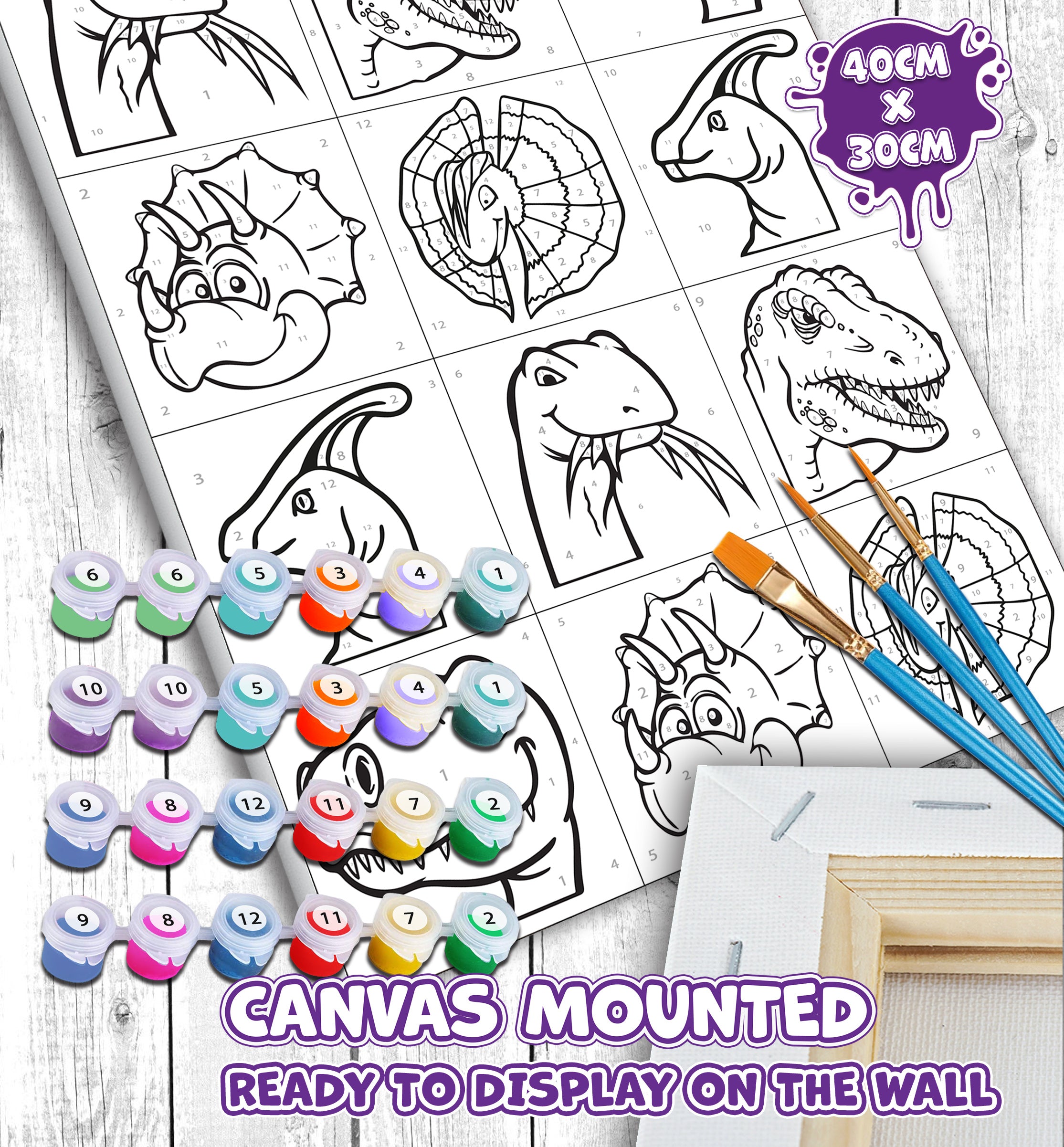 Dinosaur paint by number, Dinosaur painting, Dinosaur painting for kids, Dinosaur painting easy, Dinosaur painting by numbers uk, Dinosaur painting set, washable acrylic paints, Dinosaur gifts for boys, paint by number on canvas, paint by numbers ready for wall mounting, paint by numbers for kids, paint by numbers for beginners, paint by numbers for children, paint by numbers with frame, framed paint by numbers