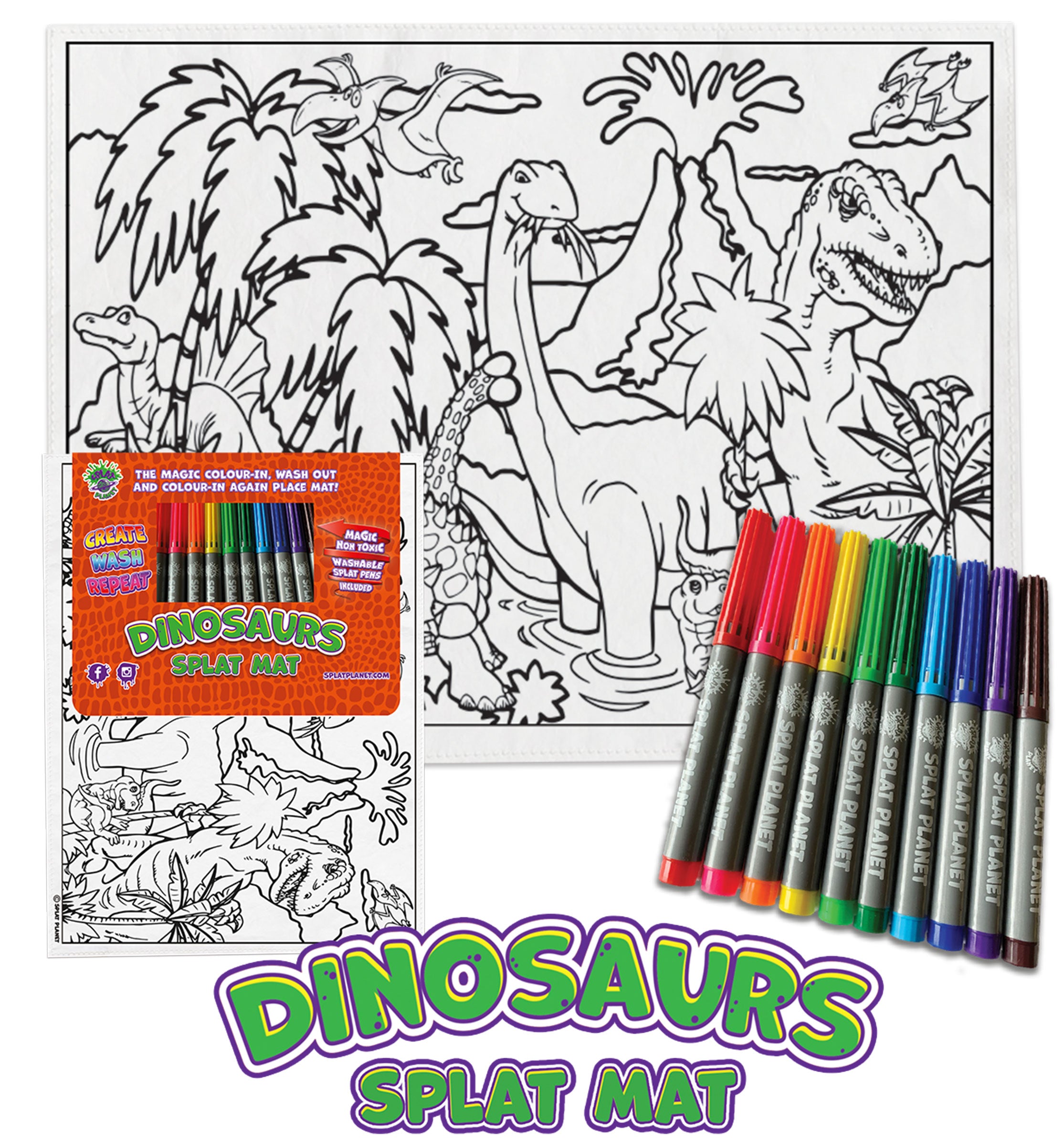 kids, children, chlidrens, eatsleepdoodle, eat sleep doodle, grafix, colour in t-shirt, colour in tshirt, color in t-shirt, color in placemat, place mat, splat mat, Dinosaurs, Dino, Dinosaur, Dinosaur colouring, Trex, Tyrannosaurus, Triceratops, Velociraptor, Stegosaurus, colour in, wash out, colour in again, magic colouring, fabric pens, splat planet, colouring, colour in, washable pens, magic, toddlers, Kids, magic,  colouring, fabric pens, boys, girls, gift, christmas present,