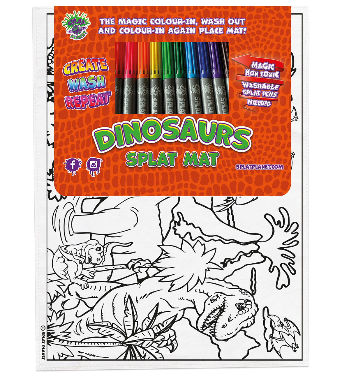 kids, children, chlidrens, eatsleepdoodle, eat sleep doodle, grafix, colour in t-shirt, colour in tshirt, color in t-shirt, color in placemat, place mat, splat mat, Dinosaurs, Dino, Dinosaur, Dinosaur colouring, Trex, Tyrannosaurus, Triceratops, Velociraptor, Stegosaurus, colour in, wash out, colour in again, magic colouring, fabric pens, splat planet, colouring, colour in, washable pens, magic, toddlers, Kids, magic,  colouring, fabric pens, boys, girls, gift, christmas present,