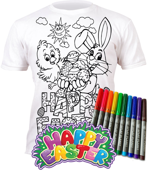 kids, children, eatsleepdoodle, eat sleep doodle, grafix, chlidrens, colour in t-shirt, art2colour, art 2 colour, splat planet, colouring, colour in, washable pens, magic, toddlers, Kids, magic, bunny colouring, Easter bunny colouring, colouring, Easter gift, Easter colouring, fabric pens, boys, girls, toddlers, gift, Easter present,