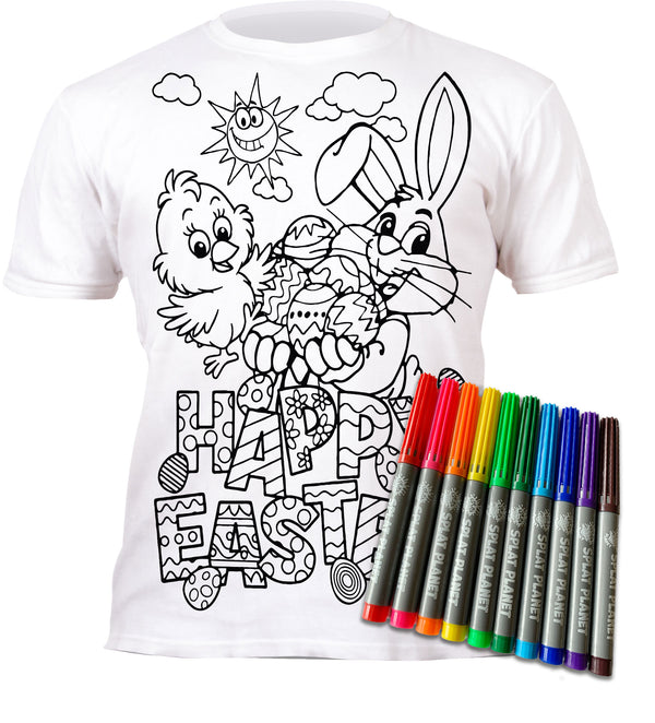 kids, children, eatsleepdoodle, eat sleep doodle, grafix, chlidrens, colour in t-shirt, art2colour, art 2 colour, splat planet, colouring, colour in, washable pens, magic, toddlers, Kids, magic, bunny colouring, Easter bunny colouring, colouring, Easter gift, Easter colouring, fabric pens, boys, girls, toddlers, gift, Easter present,