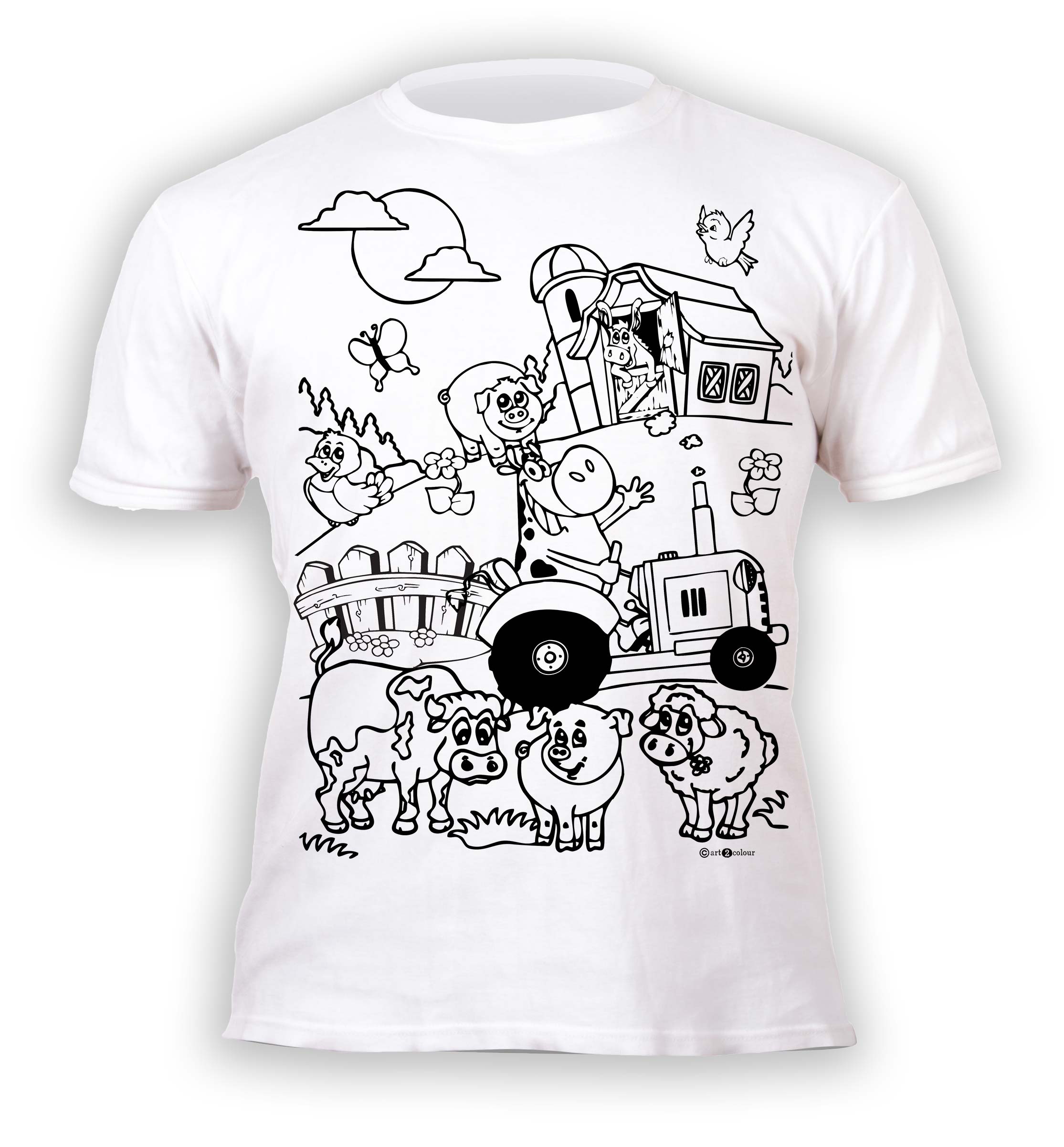 kids, children, chlidrens, colour in t-shirt, art2colour, art 2 colour, splat planet, Butterflies, colouring, colour in, personalise, Magic, Farm