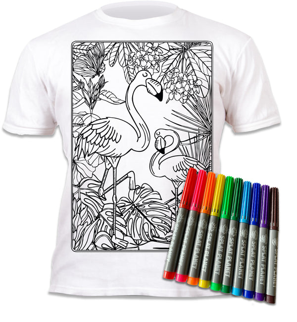 kids, children, chlidrens, eatsleepdoodle, eat sleep doodle, grafix, colour in t-shirt, Flamingo, Flamingo Summer, Flamingo colouring, Summer, Colouring, coloring, art2colour, art 2 colour, splat planet, Flamingo, Animal, Zoo, colouring, colour in, personalise, Magic, Goonies, kids gift, unique present, magic t-shirt, magic t-shirt