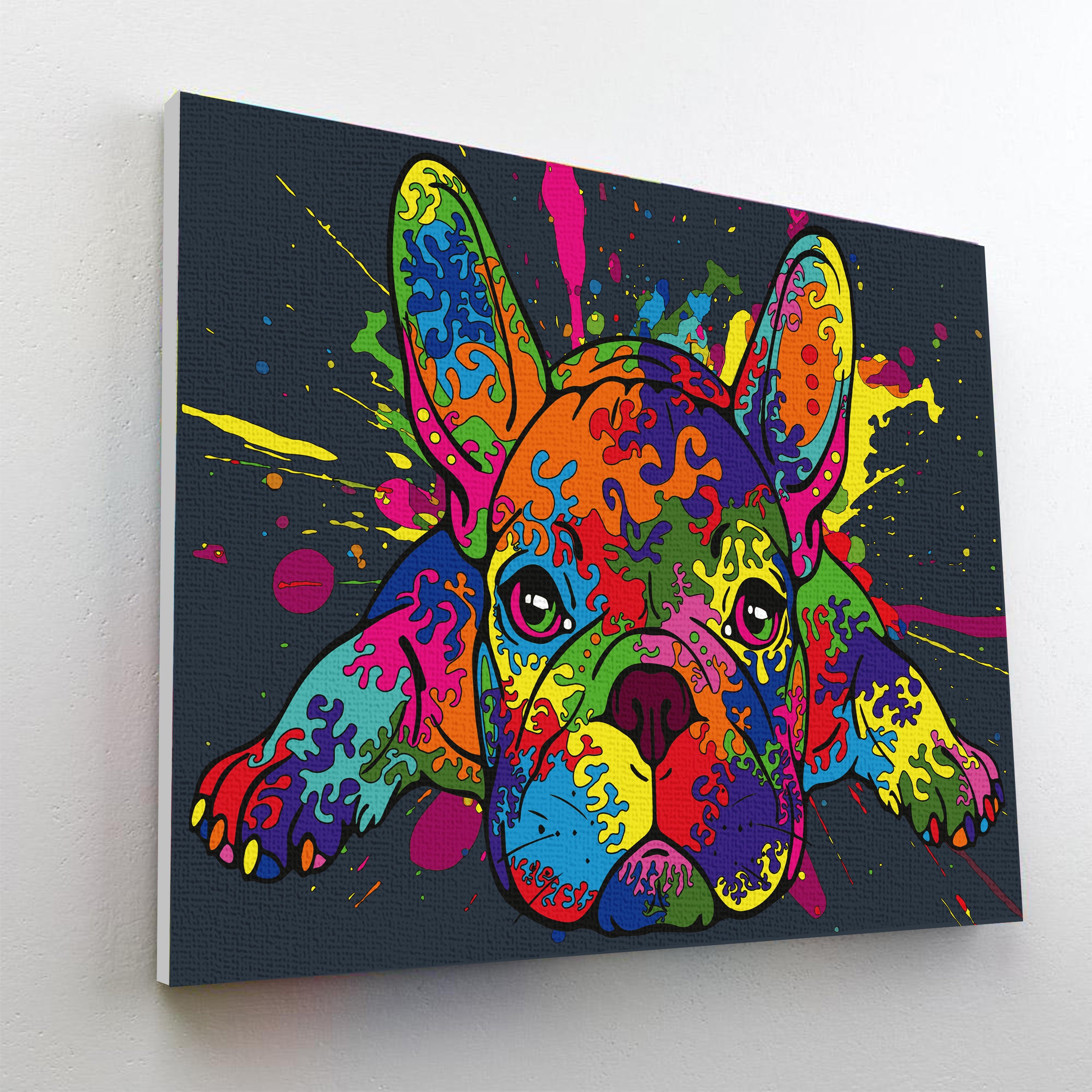 French Bulldog paint by number, French Bulldog painting, Dog painting for kids, Dog painting easy, French Bulldog painting set, washable acrylic paints,  gifts for girls, paint by number on canvas, paint by numbers ready for wall mounting, paint by numbers for kids, paint by numbers for beginners, paint by numbers for children, paint by numbers with frame, framed paint by numbers, French bulldog gifts,  French bulldog toys, French Bulldog Art, arts and crafts for adults, fluorescent paints, UV Neon Paints