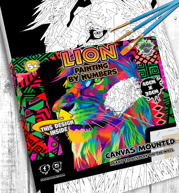 Lion paint by number, Lion painting, Lion painting for kids, Lion painting easy, Lion jungle animal painting set, washable acrylic paints, Cat gifts for girls, paint by number on canvas, paint by numbers ready for wall mounting, paint by numbers for kids, paint by numbers for beginners, paint by numbers for children, paint by numbers with frame, framed paint by numbers, lion gifts for girls, lion toys, lion gifts for kid, arts and crafts for adults, fluorescent paints, UV Neon Paints