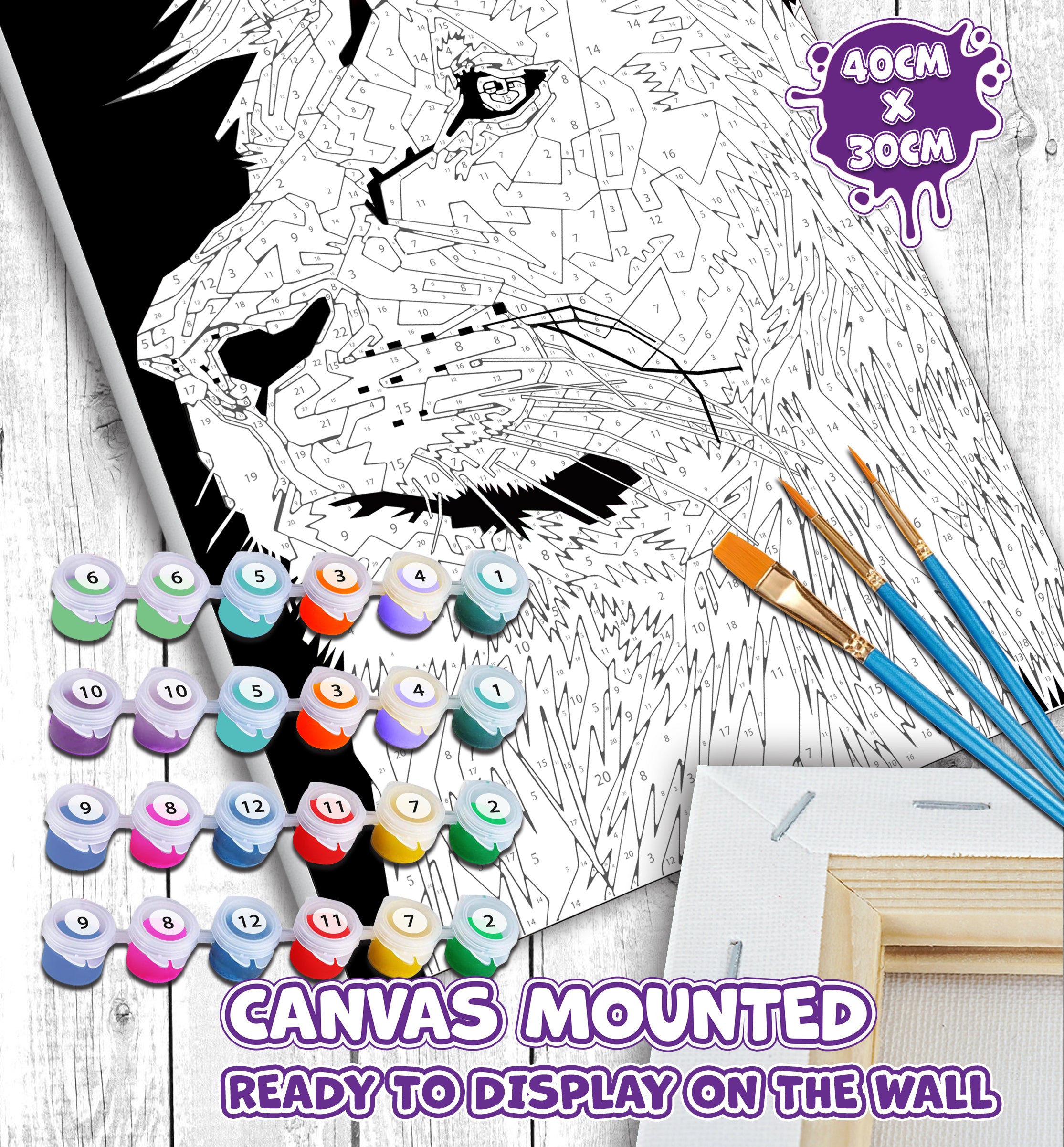 Lion paint by number, Lion painting, Lion painting for kids, Lion painting easy, Lion jungle animal painting set, washable acrylic paints, Cat gifts for girls, paint by number on canvas, paint by numbers ready for wall mounting, paint by numbers for kids, paint by numbers for beginners, paint by numbers for children, paint by numbers with frame, framed paint by numbers, lion gifts for girls, lion toys, lion gifts for kid, arts and crafts for adults, fluorescent paints, UV Neon Paints