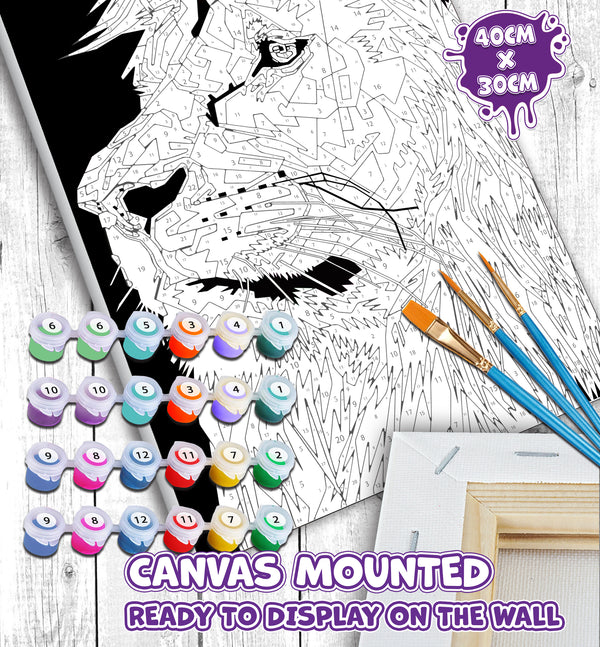 Lion paint by number, Lion painting, Lion painting for kids, Lion painting easy, Lion jungle animal painting set, washable acrylic paints, Cat gifts for girls, paint by number on canvas, paint by numbers ready for wall mounting, paint by numbers for kids, paint by numbers for beginners, paint by numbers for children, paint by numbers with frame, framed paint by numbers, lion gifts for girls, lion toys, lion gifts for kid, arts and crafts for adults, fluorescent paints, UV Neon Paints