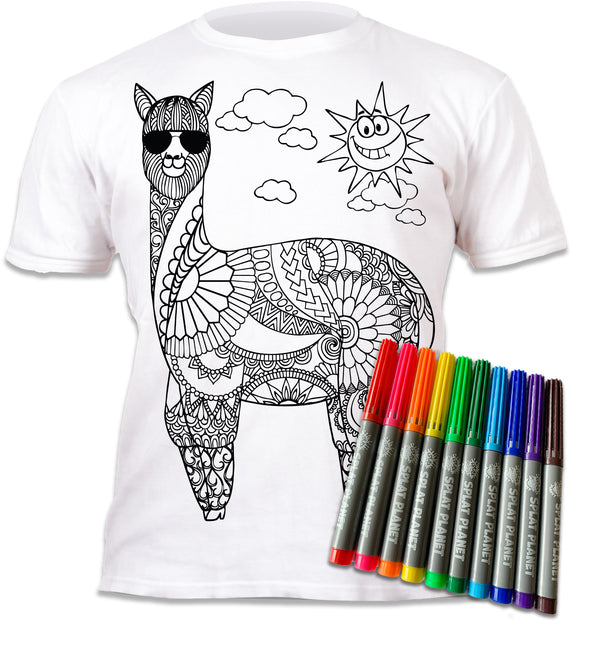 kids, children, chlidrens, colour in t-shirt, eatsleepdoodle, eat sleep doodle, grafix, splat planet, color in t-shirt, color in t shirt, Flamingo, Animal, Llama, Koala, Aussie, Australia, No drama llama, Zoo, colouring, colour in, personalise, Magic, kids gift, unique present, magic t-shirt, magic t-shirt