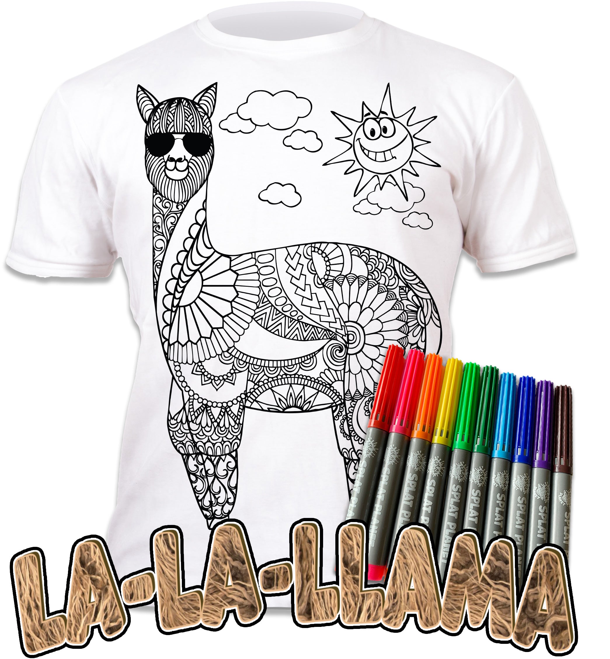 kids, children, chlidrens, colour in t-shirt, eatsleepdoodle, eat sleep doodle, grafix, splat planet, color in t-shirt, color in t shirt, Flamingo, Animal, Llama, Koala, Aussie, Australia, No drama llama, Zoo, colouring, colour in, personalise, Magic, kids gift, unique present, magic t-shirt, magic t-shirt