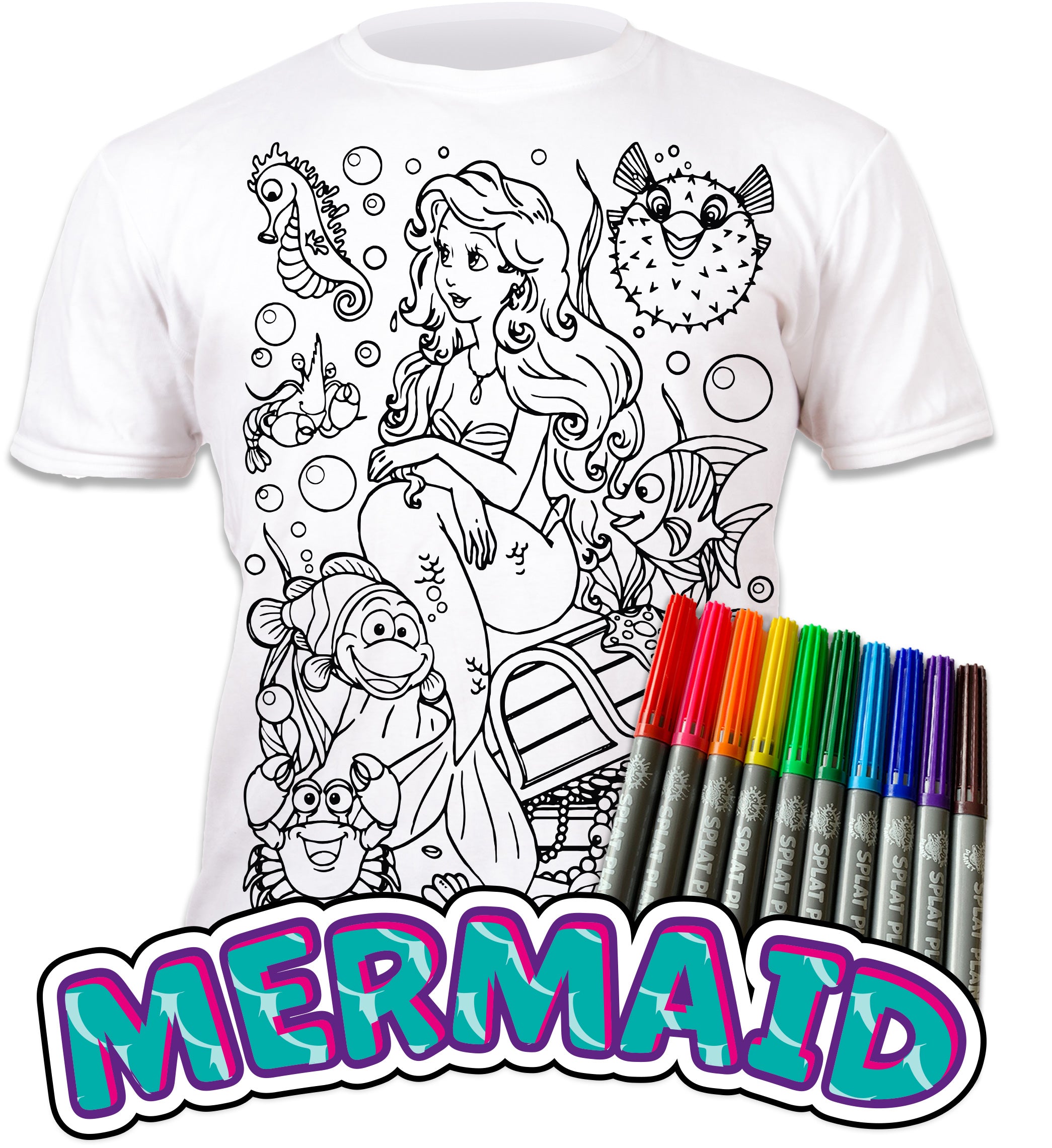 kids, children, childrens, colour in t-shirt, eatsleepdoodle, eat sleep doodle, grafix, splat planet, colouring, colour in, washable pens, magic, toddlers, Kids, magic, footy colouring, Arial colouring, the little mermaid, disney, Disney colouring, mermaid colouring, comic, movie, warner movie, cartoon, Sebastian little mermaid, fish, sea, tshirt, finding nemo colouring, finding dory colouring, finding dory, clown fish, seaweed, fabric pens, boys, girls, toddlers, gift, christmas present,