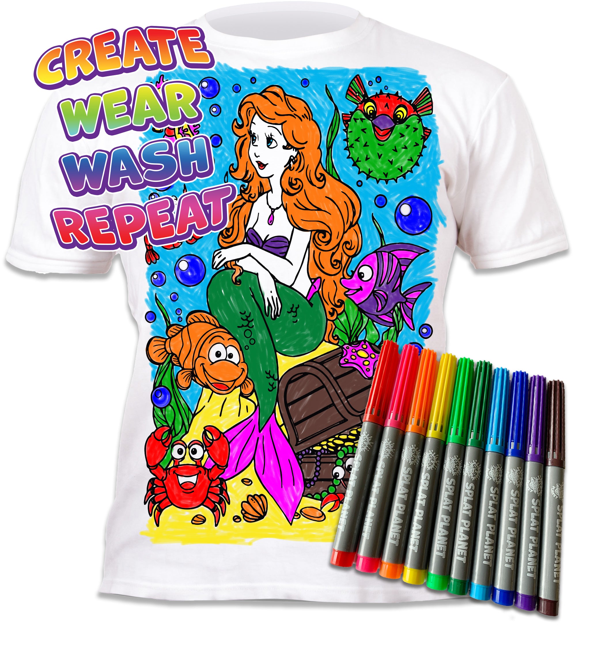 kids, children, childrens, colour in t-shirt, eatsleepdoodle, eat sleep doodle, grafix, splat planet, colouring, colour in, washable pens, magic, toddlers, Kids, magic, footy colouring, Arial colouring, the little mermaid, disney, Disney colouring, mermaid colouring, comic, movie, warner movie, cartoon, Sebastian little mermaid, fish, sea, tshirt, finding nemo colouring, finding dory colouring, finding dory, clown fish, seaweed, fabric pens, boys, girls, toddlers, gift, christmas present,