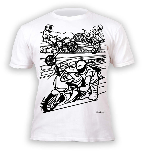 kids, children, chlidrens, colour in t-shirt, art2colour, art 2 colour, splat planet, Butterflies, colouring, colour in, personalise, Magic, motorbikes, Biker