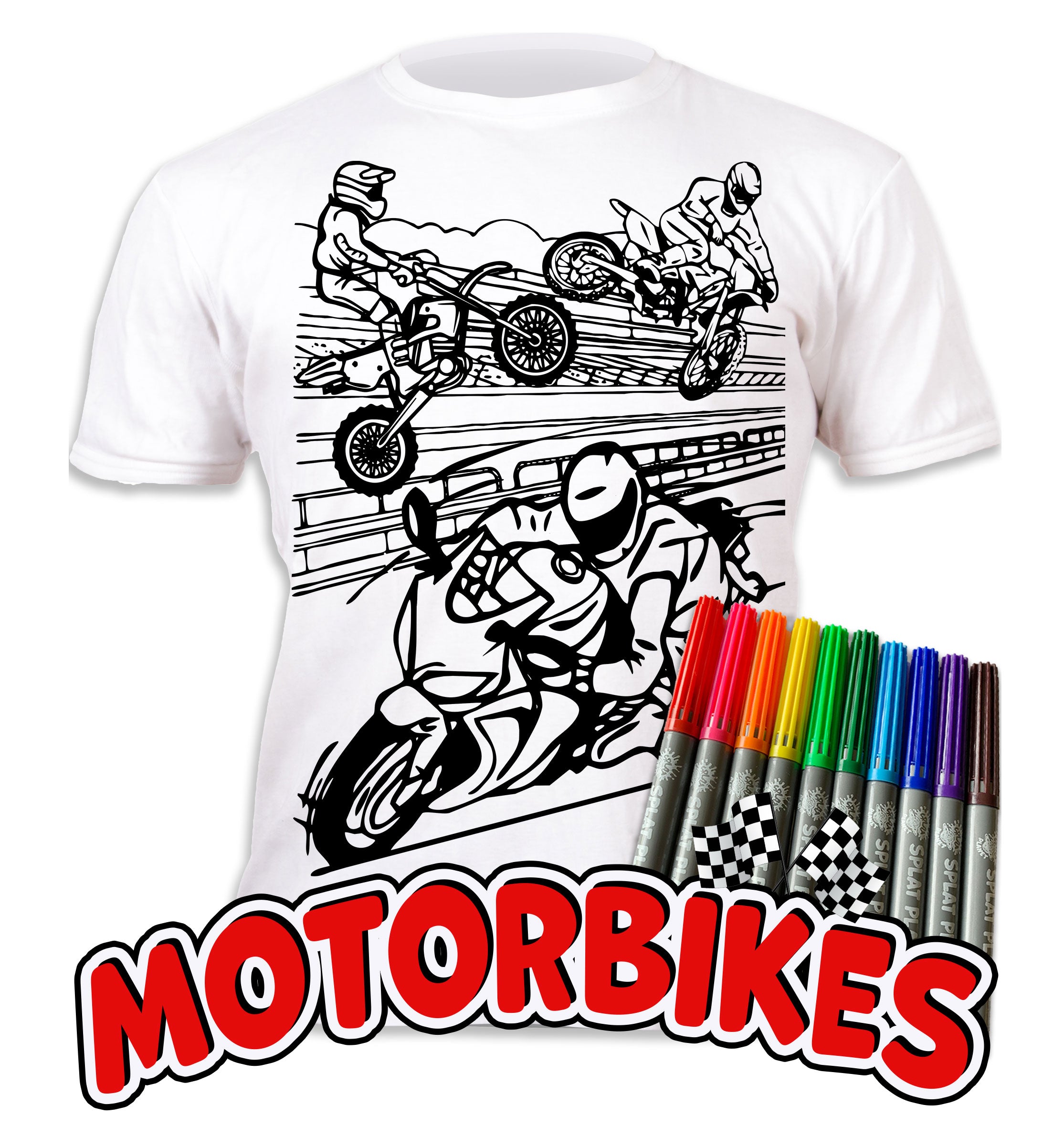 kids, children, chlidrens, eatsleepdoodle, eat sleep doodle, grafix, colour in t-shirt, splat planet, Butterflies, colouring, colour in, personalise, Magic, Motorbikes, Biker