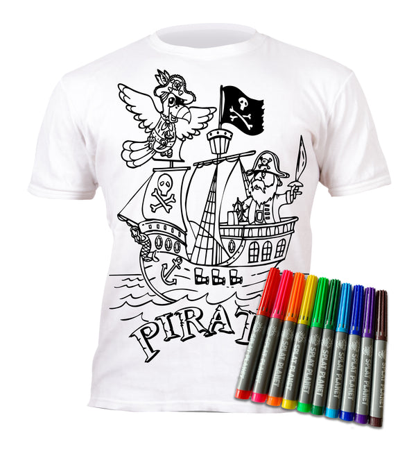 kids, children, chlidrens, colour in t-shirt, eatsleepdoodle, eat sleep doodle, grafix, splat planet, Pirate, colouring, colour in, personalise, Magic, Goonies, kids gift, unique present, magic t-shirt, magic t-shirt