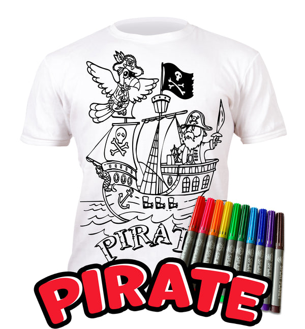 kids, children, chlidrens, colour in t-shirt, eatsleepdoodle, eat sleep doodle, grafix, splat planet, Pirate, colouring, colour in, personalise, Magic, Goonies, kids gift, unique present, magic t-shirt, magic t-shirt