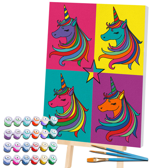 Unicorn paint by number, unicorn painting, unicorn painting for kids, unicorn painting easy, unicorn painting by numbers uk, unicorn pop art painting set, washable acrylic paints, Unicorn gifts for girls, paint by number on canvas, paint by numbers ready for wall mounting, paint by numbers for kids, paint by numbers for beginners, paint by numbers for children, paint by numbers with frame, unicorn pop art, framed paint by numbers