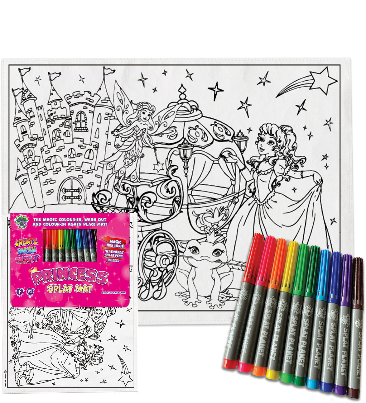 kids, children, chlidrens, colour in t-shirt, eatsleepdoodle, eat sleep doodle, grafix,  splat planet, color in t-shirt, color in t shirt, placemat, place mat, keep kids busy, Princess placemat, Cinderalla, Memaid, the little mermaid, Disney, Unicorn t shirt, rainbow, rainbow colouring, Unicorn colouring, Unicorn coloring, personalise, Magic, kids gift, unique present, magic t-shirt, magic placemat, splat mat, splat planet,