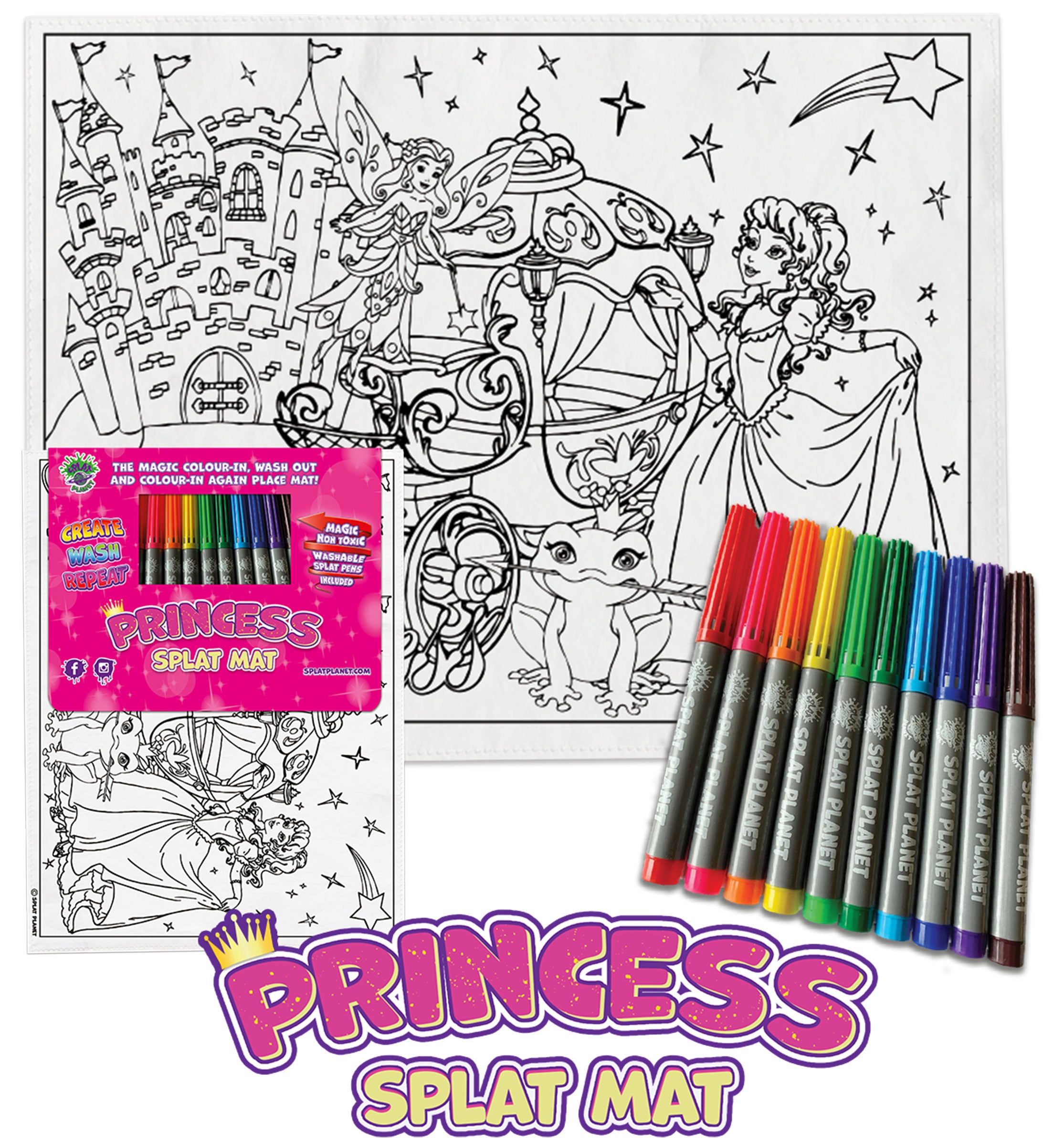 kids, children, Princess castle, fairytale, chlidrens, colour in t-shirt, eatsleepdoodle, eat sleep doodle, grafix,  splat planet, color in t-shirt, color in t shirt, placemat, place mat, keep kids busy, Princess placemat, Cinderalla, Memaid, the little mermaid, Disney, Unicorn t shirt, rainbow, rainbow colouring, Unicorn colouring, Unicorn coloring, personalise, Magic, kids gift, unique present, magic t-shirt, magic placemat, splat mat, splat planet,