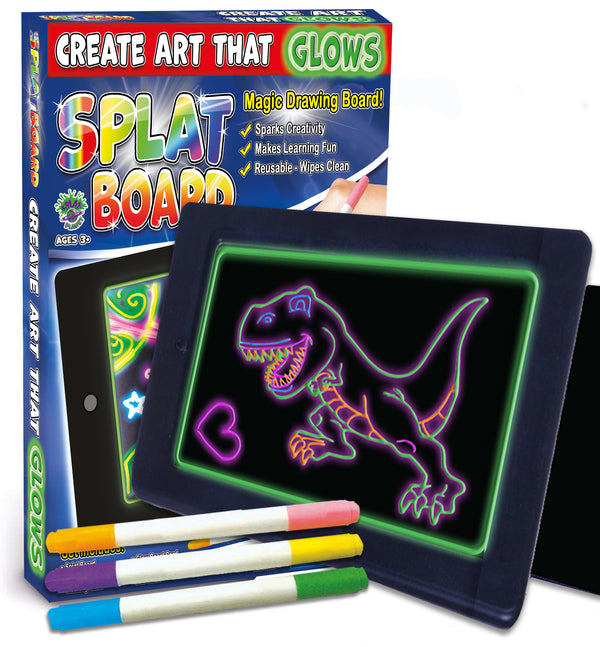 glow pad, glow board, neon board, neon bored, ADHD toy, splat planet glow board, splat board, magic pad, kml pagic pad, draw on plastic, pens draw on glass, tracing kids gift, unicorn gifts for girls. dinosaur gifts for boys, marvin magic glow board, craziart glow board, glow board pens, portable toy, travel toy, nightlight, SEN toy