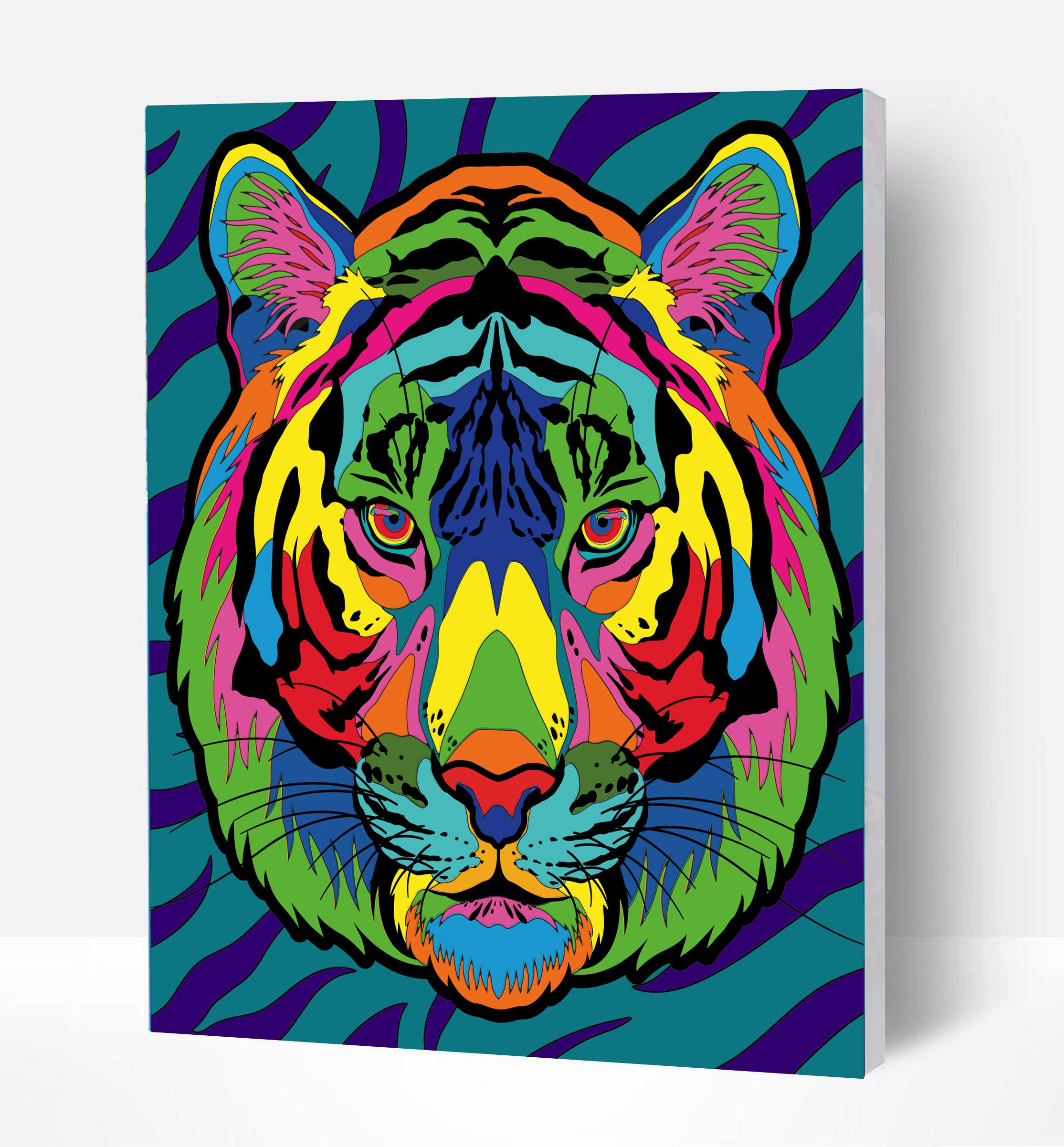 Tiger paint by number, Tiger painting, Tiger painting for kids, Tiger painting easy, Tiger jungle animal painting set, washable acrylic paints, Tiger gifts, paint by number on canvas, paint by numbers ready for wall mounting, paint by numbers for kids, paint by numbers for beginners, paint by numbers for children, paint by numbers with frame, framed paint by numbers, Tiger arts and crafts, Tiger toys, Tiger art, arts and crafts for adults, fluorescent paints, UV Neon Paints