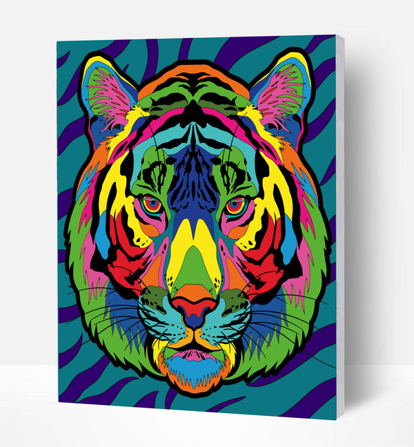 Tiger paint by number, Tiger painting, Tiger painting for kids, Tiger painting easy, Tiger jungle animal painting set, washable acrylic paints, Tiger gifts, paint by number on canvas, paint by numbers ready for wall mounting, paint by numbers for kids, paint by numbers for beginners, paint by numbers for children, paint by numbers with frame, framed paint by numbers, Tiger arts and crafts, Tiger toys, Tiger art, arts and crafts for adults, fluorescent paints, UV Neon Paints