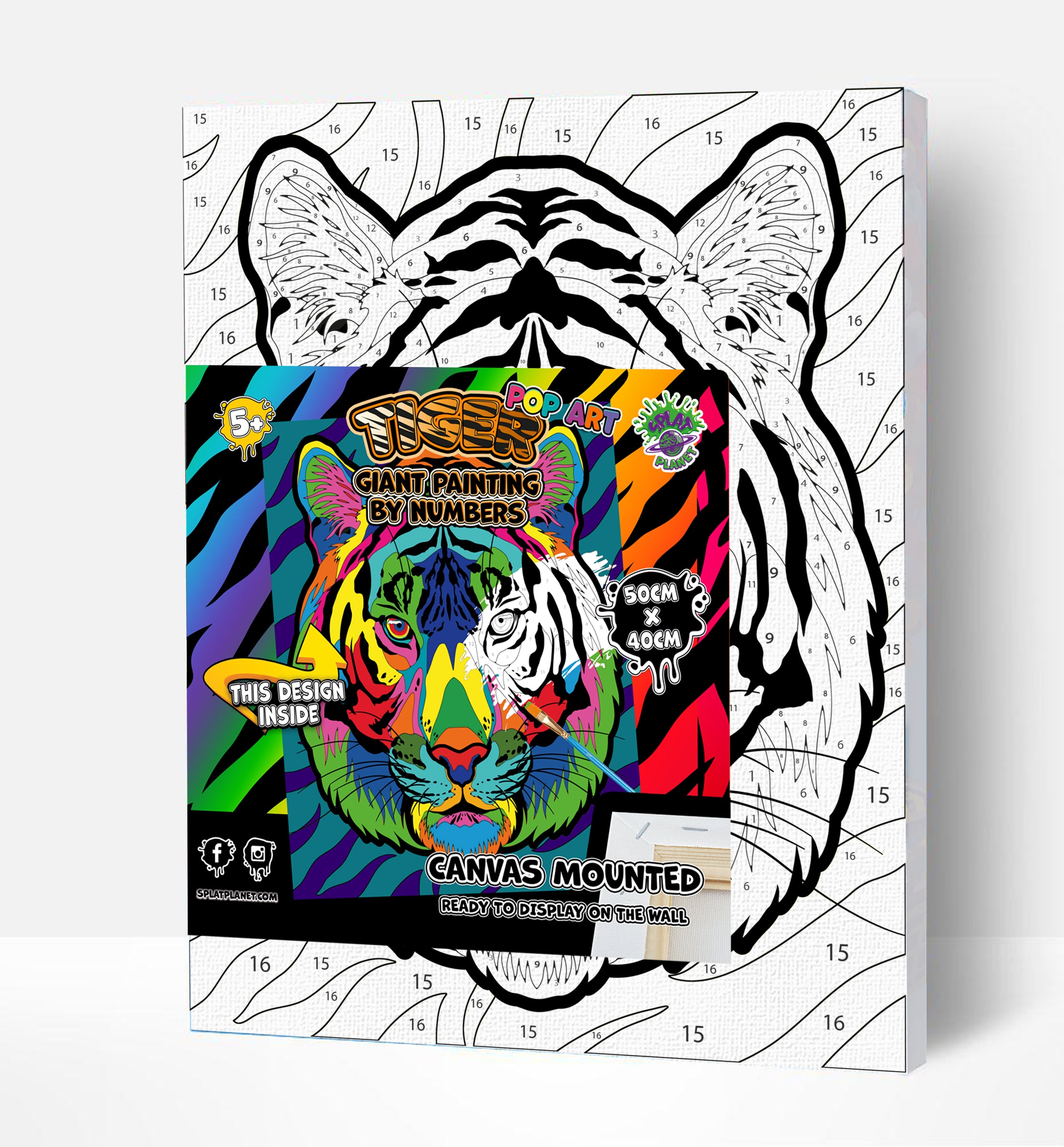 Tiger paint by number, Tiger painting, Tiger painting for kids, Tiger painting easy, Tiger jungle animal painting set, washable acrylic paints, Tiger gifts, paint by number on canvas, paint by numbers ready for wall mounting, paint by numbers for kids, paint by numbers for beginners, paint by numbers for children, paint by numbers with frame, framed paint by numbers, Tiger arts and crafts, Tiger toys, Tiger art, arts and crafts for adults, fluorescent paints, UV Neon Paints