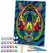 Tiger paint by number, Tiger painting, Tiger painting for kids, Tiger painting easy, Tiger jungle animal painting set, washable acrylic paints, Tiger gifts, paint by number on canvas, paint by numbers ready for wall mounting, paint by numbers for kids, paint by numbers for beginners, paint by numbers for children, paint by numbers with frame, framed paint by numbers, Tiger arts and crafts, Tiger toys, Tiger art, arts and crafts for adults, fluorescent paints, UV Neon Paints