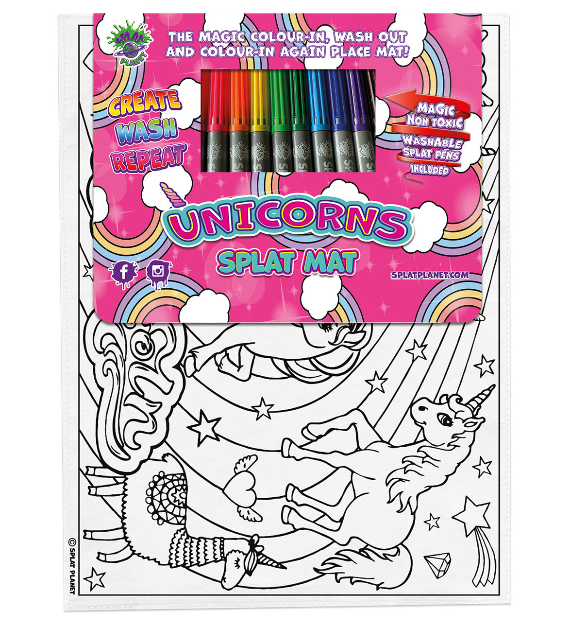 kids, children, chlidrens, colour in t-shirt, eatsleepdoodle, eat sleep doodle, grafix,  splat planet, color in t-shirt, color in t shirt, placemat, place mat, keep kids busy, unicorn placemat, Unicorn, Unique unicorn, Unicorn t shirt, rainbow, rainbow colouring, Unicorn colouring, Unicorn coloring, personalise, Magic, kids gift, unique present, magic t-shirt, magic placemat, splat mat, splat planet,