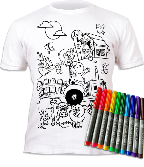 kids, children, chlidrens, colour in t-shirt, art2colour, art 2 colour, splat planet, Butterflies, Farm, Farm animal, Farm colouring, Farm colour in, colouring, colour in, personalise, Magic, Farm