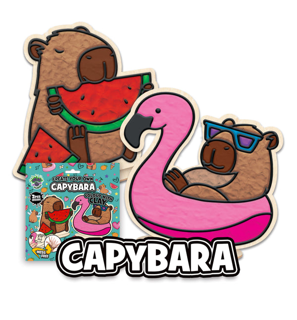 Capybara clay colouring kit, Capybara themed clay art set, Capybara clay craft for kids, DIY capybara modelling kit, 3D capybara clay project, Sensory capybara clay kit, Creative capybara craft activity, Non-toxic clay craft set, Summer capybara clay art kit, Kids capybara craft