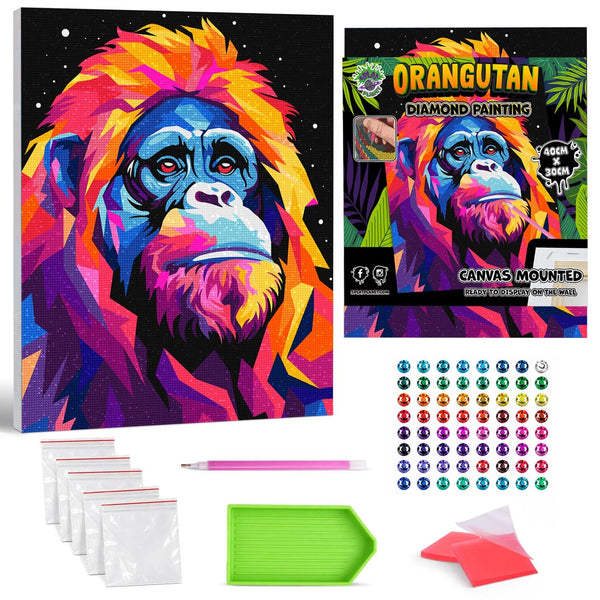Orangutan diamond painting, Monkey diamond art, Monkey diamond painting for kids, Orangutan diamond art kits, Monkey crystal art, Monkey crystal art set, 5D diamond painting kits, 5D diamond art, Monkey gifts, Monkey gifts for girls, framed diamond art kits, framed diamond painting, diamond painting for beginners, framed crystal art,Monkey toy, Monkey arts and crafts, Monkey canvas wall art, Orangutan art kit,