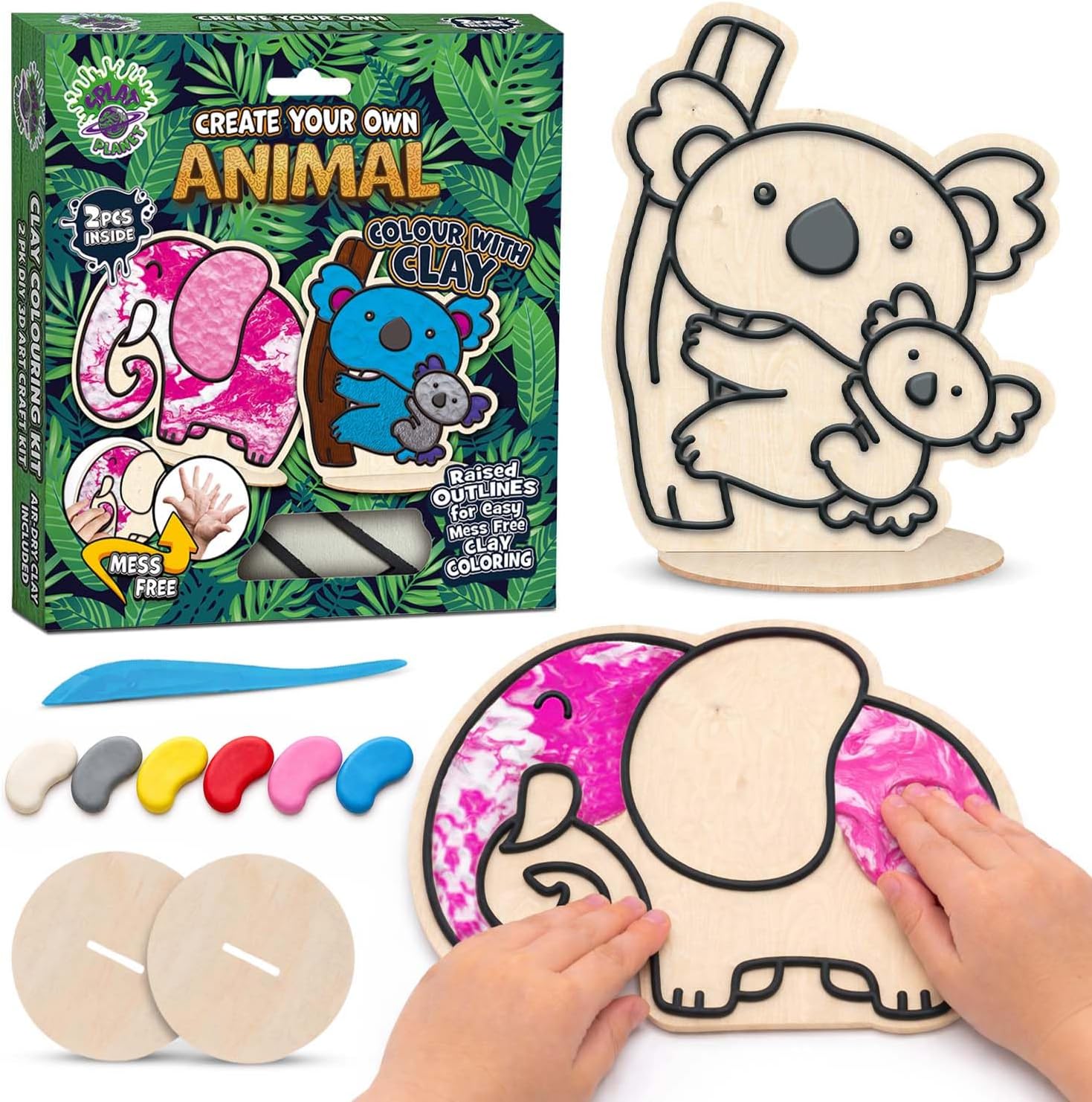 Animal clay colouring kit, Jungle animal clay craft, DIY animal modelling kit, Kids animal clay art set, Wildlife themed clay activity, Creative animal craft for children, Sensory clay colouring kit, Animal character clay set, Non-toxic animal craft kit, Fun animal project for kids.