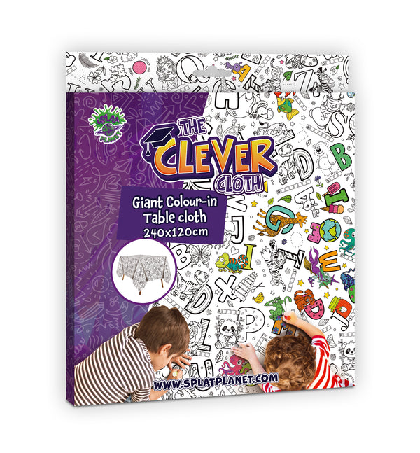 Educational colouring tablecloth, English learning colouring cloth, Alphabet colouring table cover, Kids learning through play, Eco educational craft
