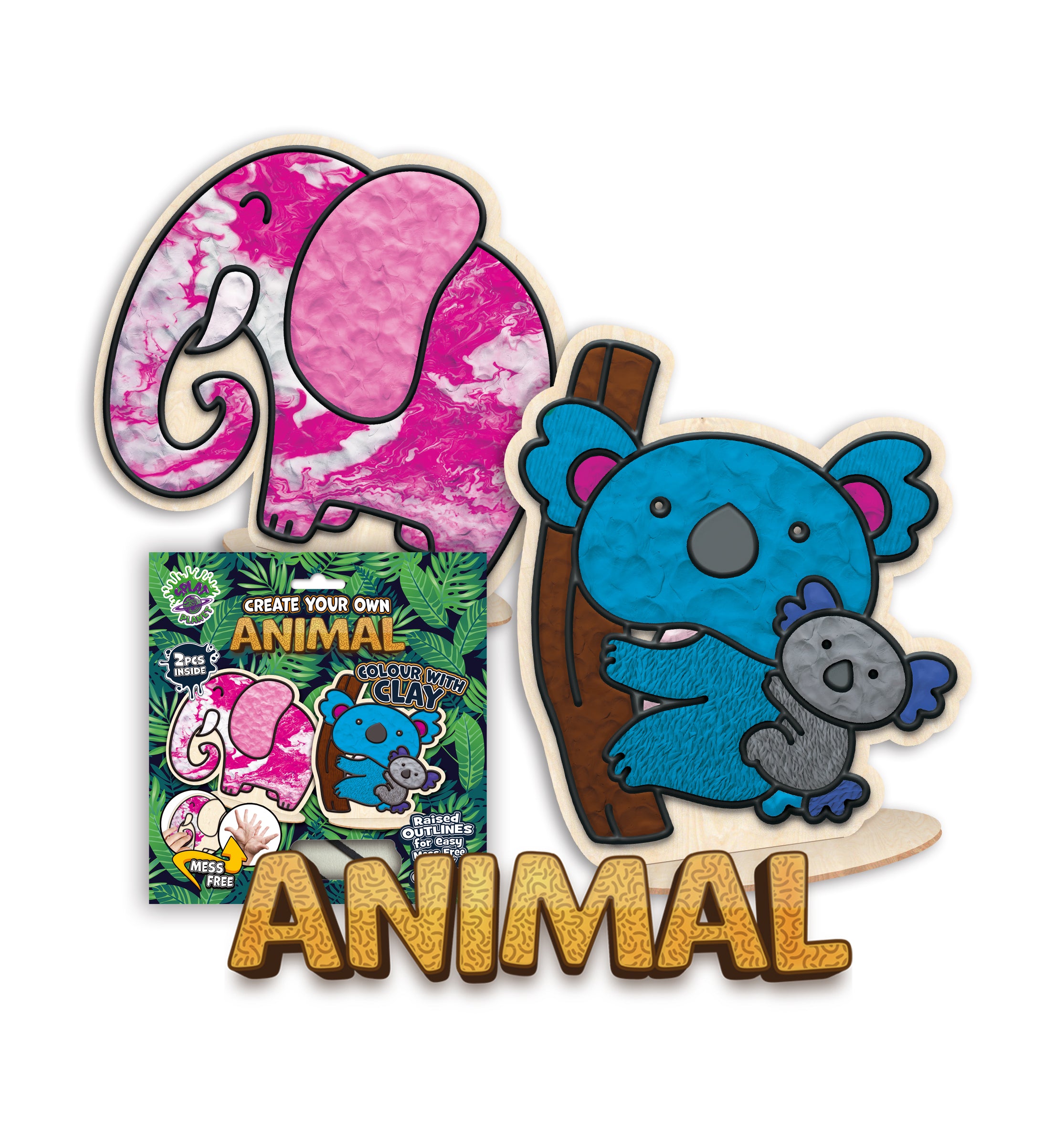 Animal clay colouring kit, Jungle animal clay craft, DIY animal modelling kit, Kids animal clay art set, Wildlife themed clay activity, Creative animal craft for children, Sensory clay colouring kit, Animal character clay set, Non-toxic animal craft kit, Fun animal project for kids.