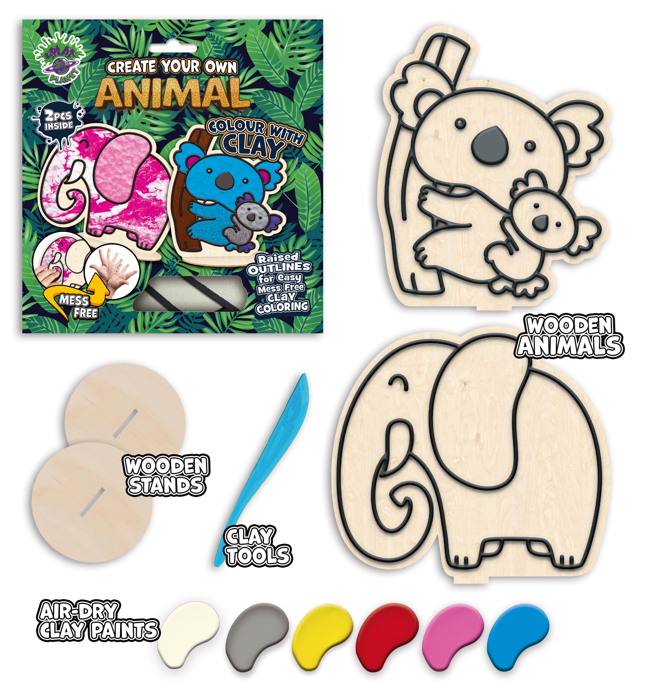 Animal clay colouring kit, Jungle animal clay craft, DIY animal modelling kit, Kids animal clay art set, Wildlife themed clay activity, Creative animal craft for children, Sensory clay colouring kit, Animal character clay set, Non-toxic animal craft kit, Fun animal project for kids.