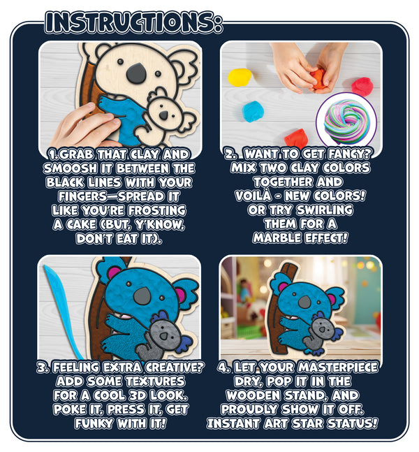 Animal clay colouring kit, Jungle animal clay craft, DIY animal modelling kit, Kids animal clay art set, Wildlife themed clay activity, Creative animal craft for children, Sensory clay colouring kit, Animal character clay set, Non-toxic animal craft kit, Fun animal project for kids.