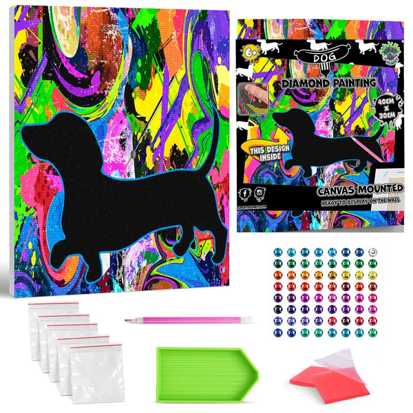 Dog diamond painting, Sausage Dog diamond art, Dachshund Dog diamond painting for kids, Dog diamond art kits, Dog crystal art, Dog crystal art set, 5D diamond painting kits, 5D diamond art, Dog gifts, Dog gifts for girls, Labrador gifts for women, framed diamond art kits, framed diamond painting, diamond painting for beginners, framed crystal art, Dog gift for Dog lovers, Dog arts and crafts, Dog canvas wall art, Dog art kit,