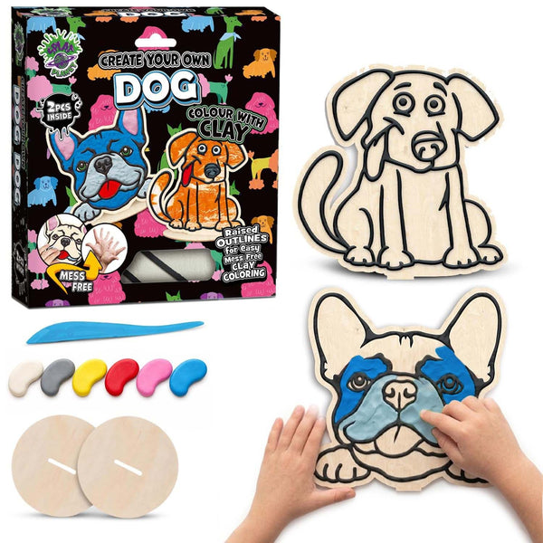 Dog clay colouring kit, Dog themed clay art set, Dog clay craft for kids, DIY dog modelling kit, 3D dog clay project, Sensory dog clay kit, Creative dog craft activity, Non-toxic clay craft set, Puppy clay art kit, Kids dog craft