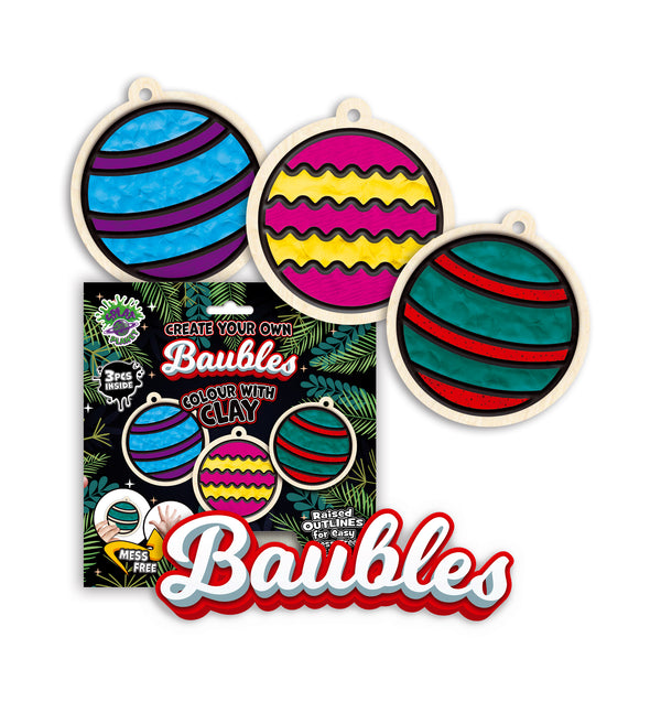 Splat Planet Mess-Free Clay Colouring Kit – Baubles | 3D Air-Dry Clay Christmas Decoration Craft for Kids