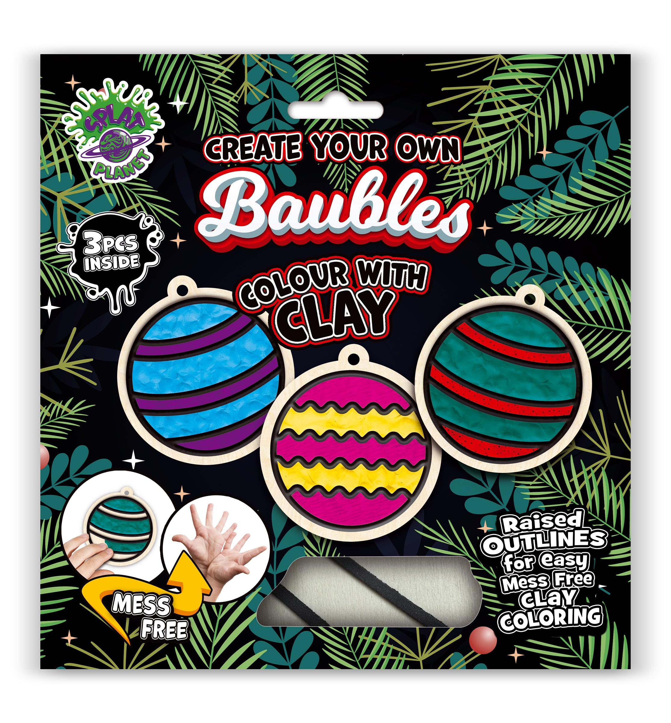 Splat Planet Mess-Free Clay Colouring Kit – Baubles | 3D Air-Dry Clay Christmas Decoration Craft for Kids