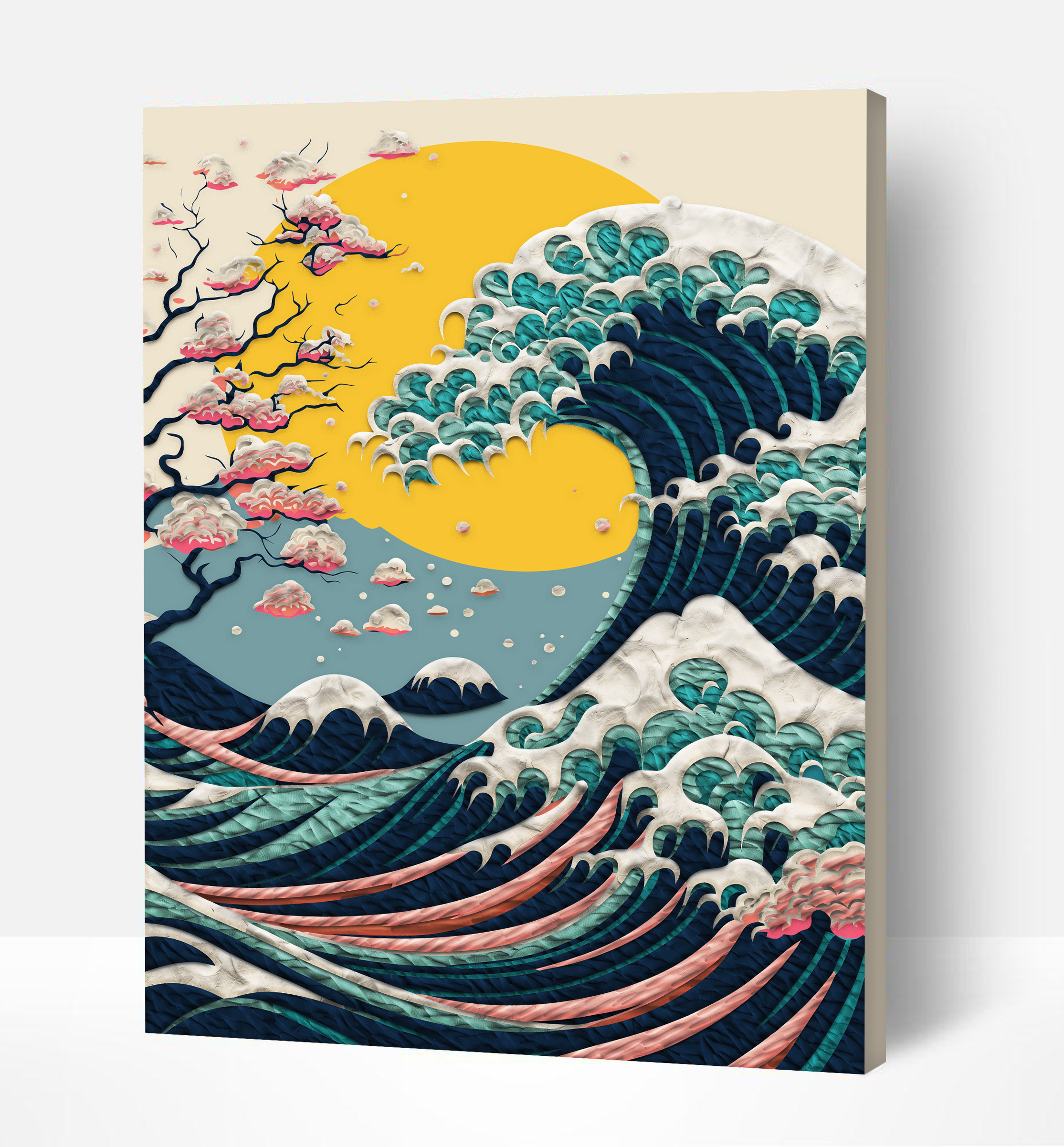 Great Wave clay painting kit with canvas mounted art board, colourful air-dry clay and sculpting tools, offering mess-free sensory play and screen-free creative crafting.